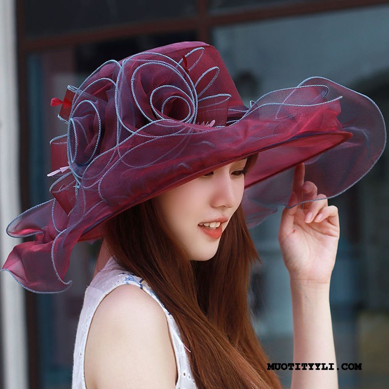 Naisten Hattu Verkossa Perhonen Sifonki Valo Aurinkohattu Aurinkovoiteet Pinkki