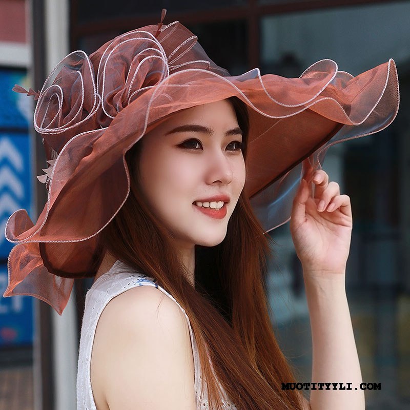 Naisten Hattu Verkossa Perhonen Sifonki Valo Aurinkohattu Aurinkovoiteet Pinkki