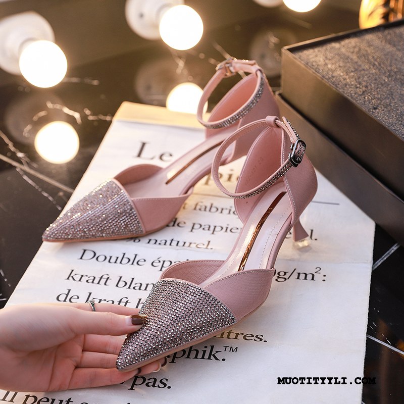 Naisten Korkokengät Kauppa Sandaalit Kevät Naisille Ohut Derbies Pinkki