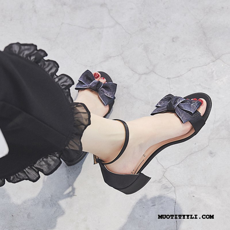 Naisten Sandaalit Halvat Perhonen Rooma Kengät Paksu Naisille Pinkki