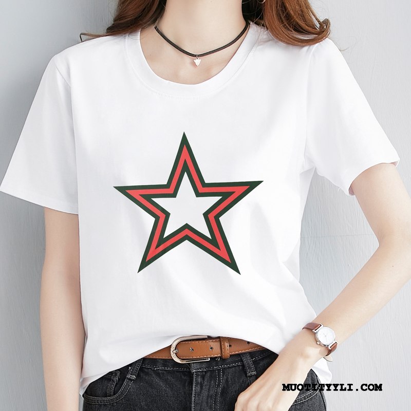 Naisten T-paidat Halpa Löysät Lyhythihainen Takki T-paita Kesä Valkoinen Musta