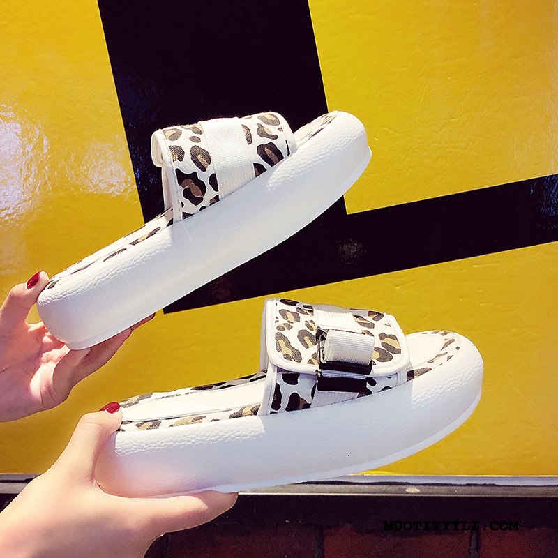 Naisten Tohvelit Kauppa Tossut Ultra Leopardi Kengät Tasainen Valkoinen