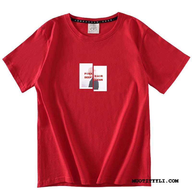 Naisten T-paidat Myynti Puuvilla Trendi Naisille Lyhythihainen Löysät Punainen