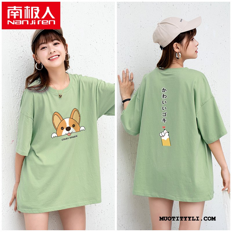 Naisten T-paidat Myynti Suuri Koko Trendi T-paita Kevät Puuvilla Keltainen Vihreä