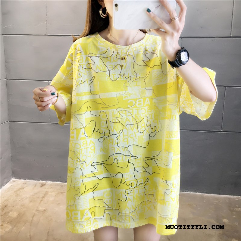 Naisten T-paidat Verkossa Löysät Rasva Kesä Lyhythihainen Ihana Fluoresoiva Keltainen Vihreä