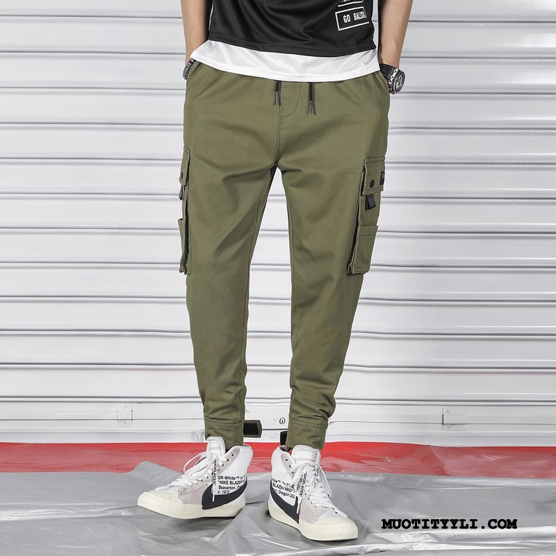 Miesten Cargo Housut Osta Kevät Tide-brändi Miehille Sidonta Jalat Casual Housut Khaki