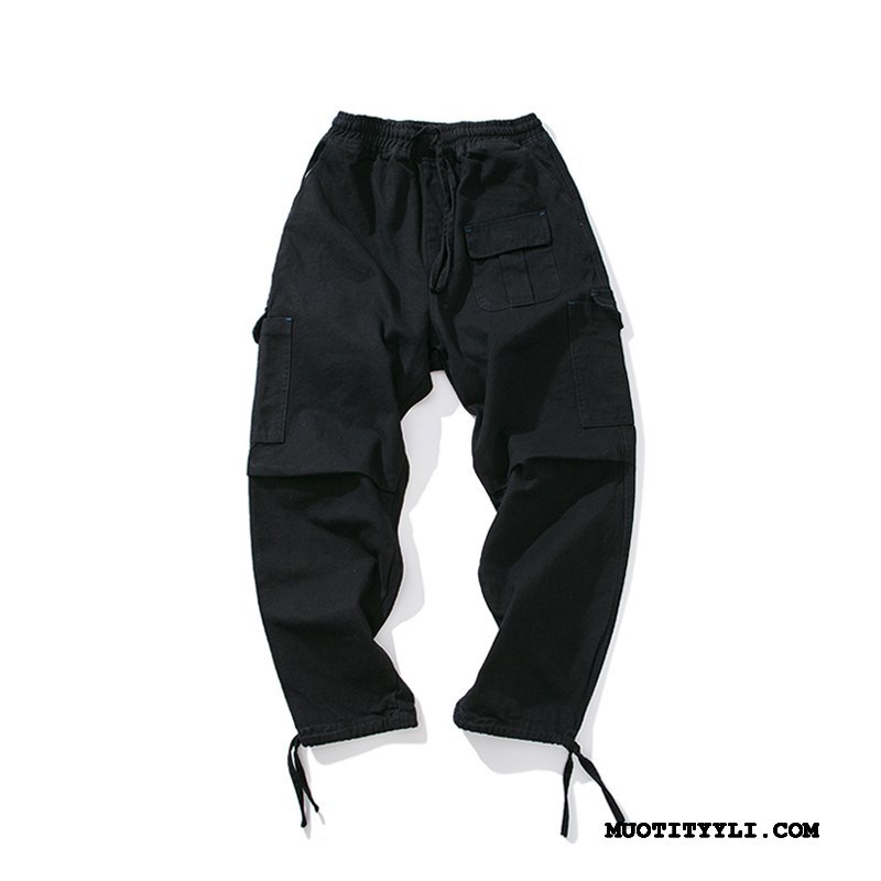 Miesten Cargo Housut Verkossa Suora Vintage Trendi Löysät Casual Puhdas Harmaa