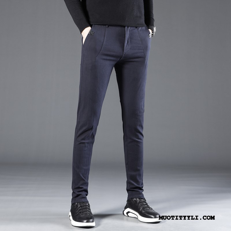 Miesten Housut Halvat Miehille Casual Pitkä Plus Cashmere Casual Housut Musta