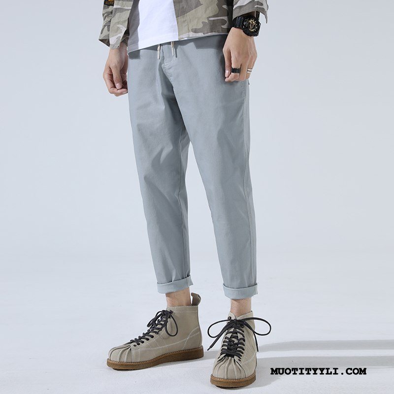 Miesten Housut Verkossa Nuoret Casual Housut Miehille Löysät Lace Up Sininen