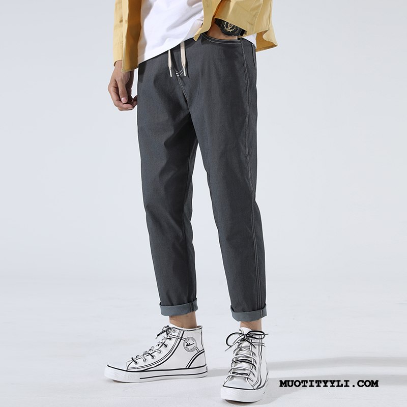 Miesten Housut Verkossa Nuoret Casual Housut Miehille Löysät Lace Up Sininen