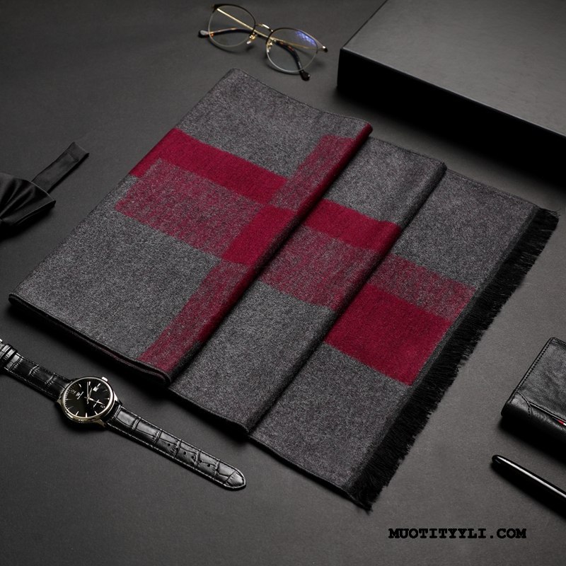 Miesten Huivi Osta Silkki Pidä Lämpimänä Mulberry Silkki Sametti Miehille Sininen