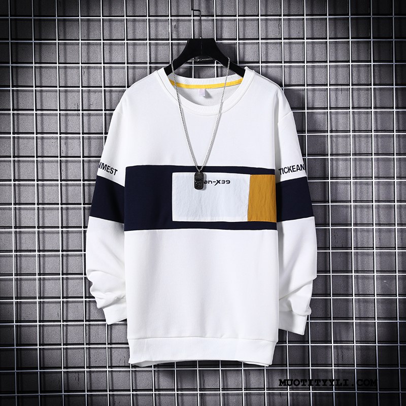 Miesten Huppari Halvat Casual Pyöreä Kaula Miehille Pullover Tide-brändi Värisävyt Keltainen