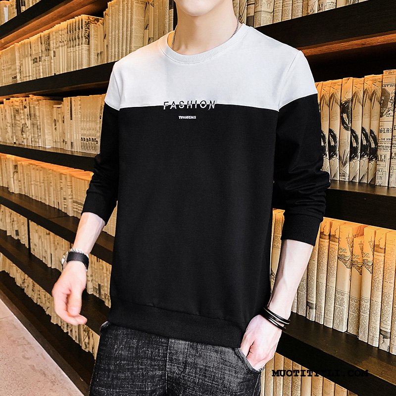 Miesten Huppari Myynti Casual Pullover Pitkät Hihat Uusi Miehille Värisävyt Valkoinen