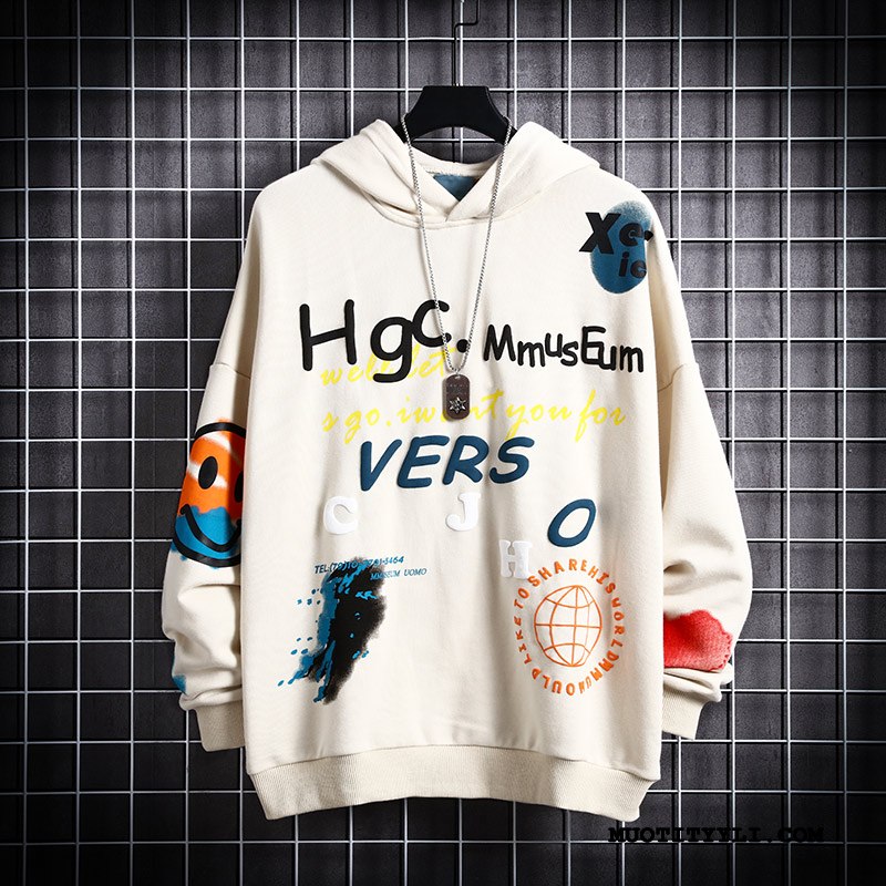 Miesten Huppari Osta Hupullinen Löysät Tide-brändi Pitkät Hihat Casual Harmaa