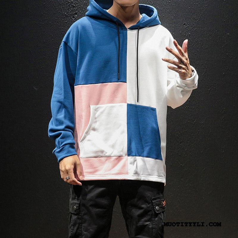 Miesten Huppari Verkossa Pullover Liitos Komea Casual Löysät Sininen