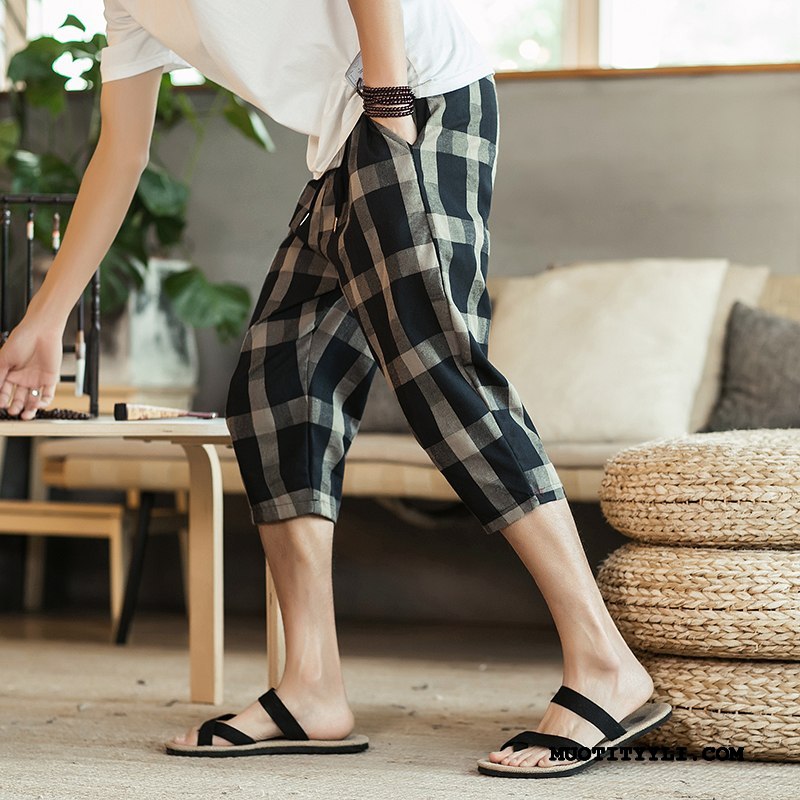 Miesten Shortsit Halpa Capri Housut Suuntaus Kesä Löysät Miehille Musta