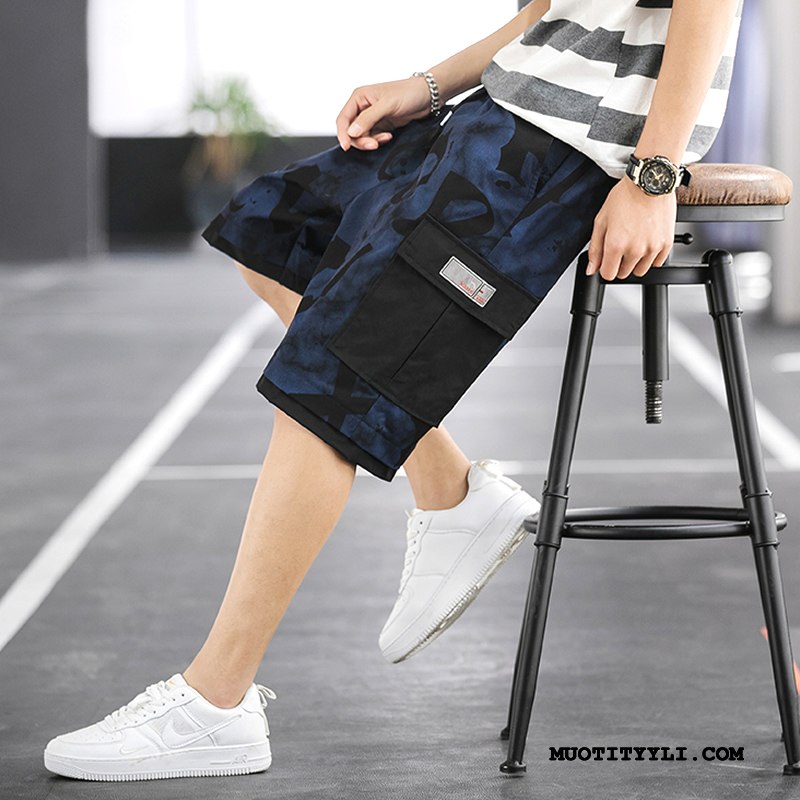 Miesten Shortsit Myynti Suuntaus Casual Farkut Suora Sortsit Naamiointi Sininen