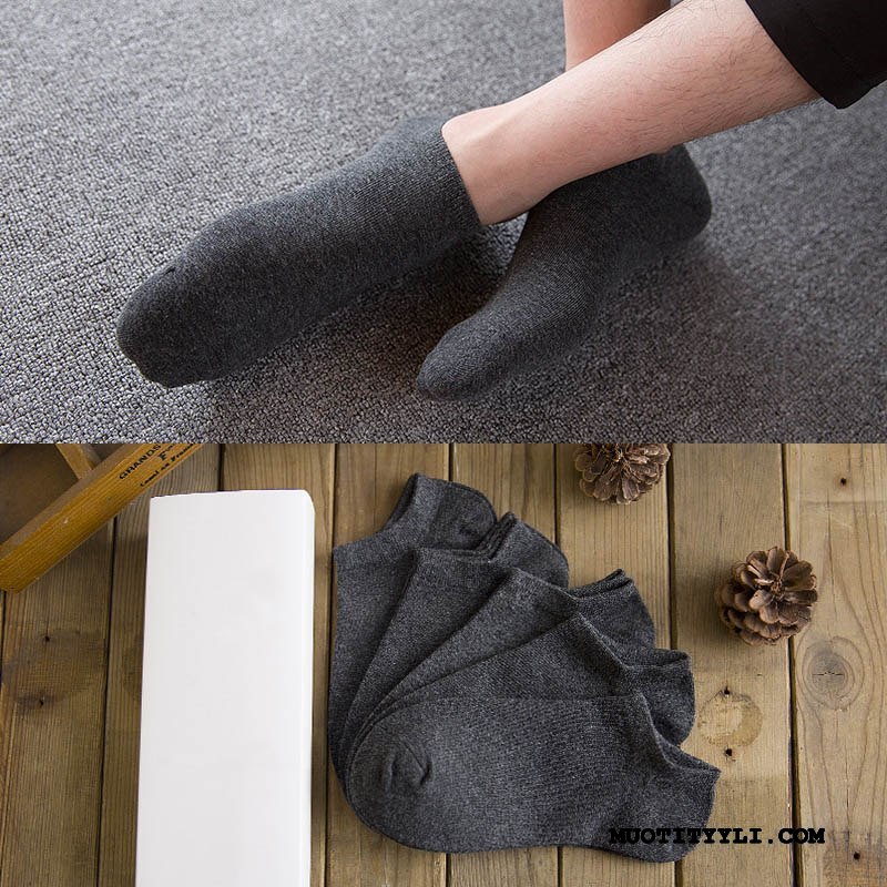 Miesten Sukat Halvat Alhainen Leikattu Sukka Haju Miehille Neljä Vuodenaikaa Puuvillasukat Puhdas Musta
