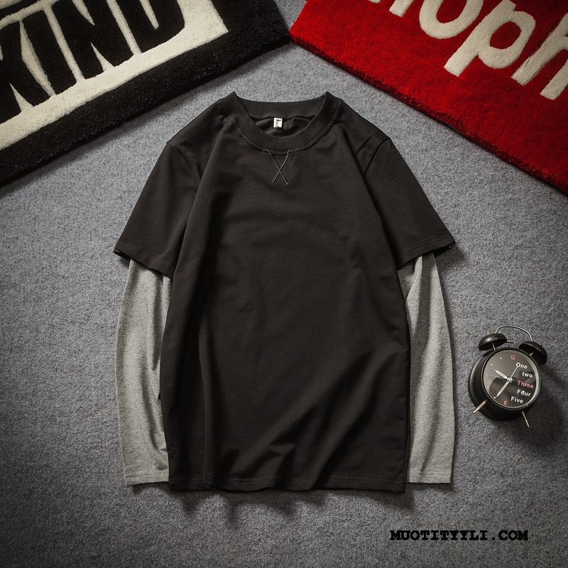 Miesten T-paidat Osta Pullover Puuvilla Vintage Miehille Pitkät Hihat Musta