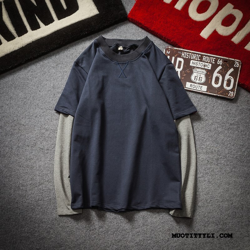 Miesten T-paidat Osta Pullover Puuvilla Vintage Miehille Pitkät Hihat Musta
