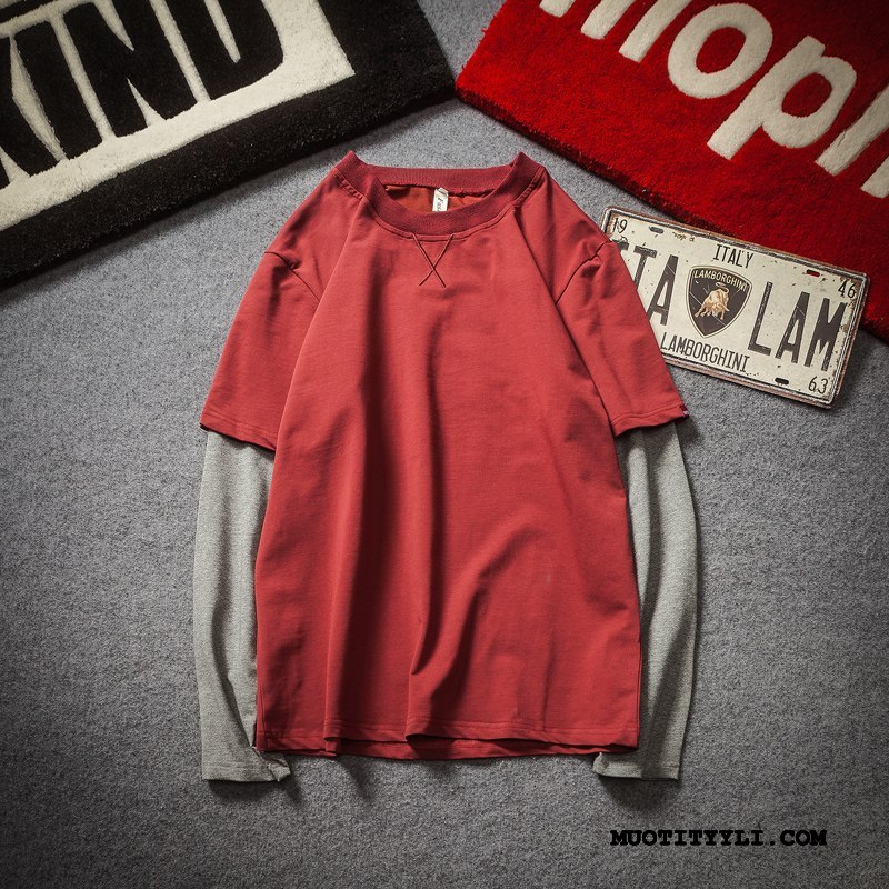 Miesten T-paidat Osta Pullover Puuvilla Vintage Miehille Pitkät Hihat Musta