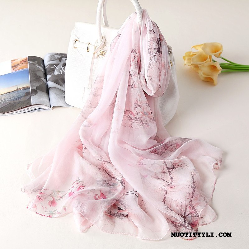 Naisten Huivi Tarjous Silkki Mulberry Silkki Pitkä Osa Kesä Suuri Pinkki
