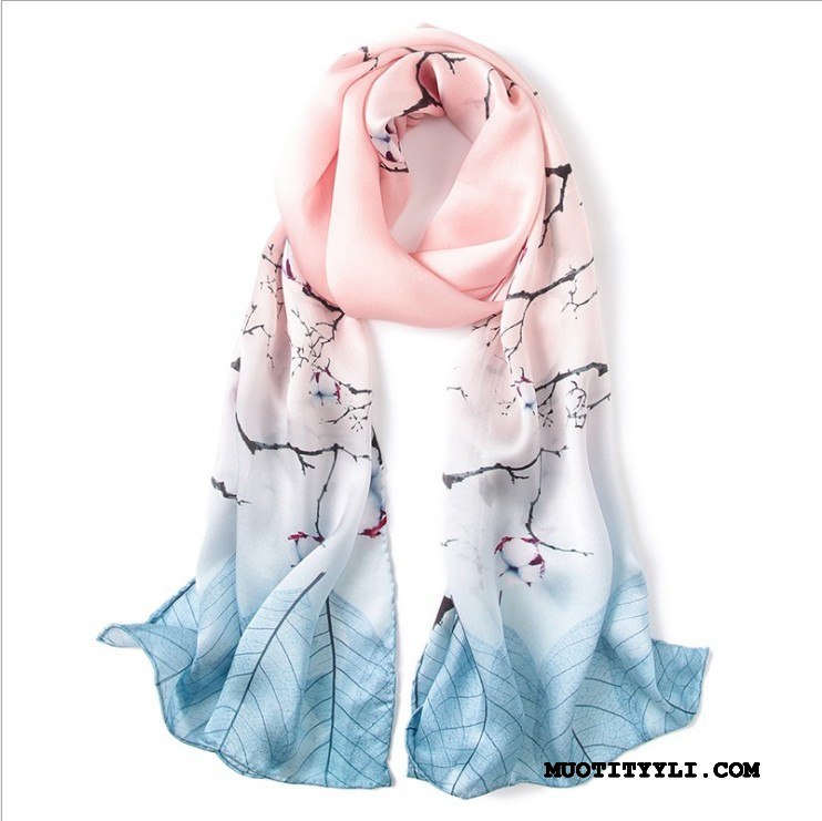 Naisten Huivi Verkossa Silkki Helma Mulberry Silkki Naisille Pitkä Sininen