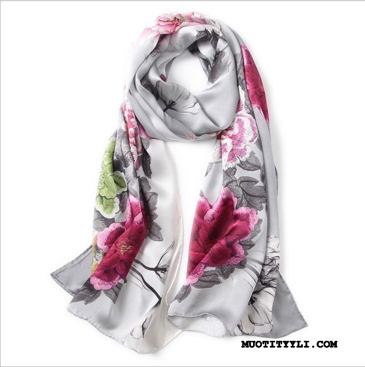 Naisten Huivi Verkossa Silkki Helma Mulberry Silkki Naisille Pitkä Sininen