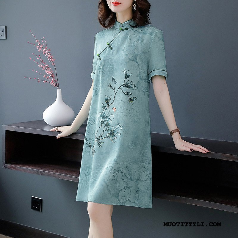 Naisten Mekko Osta Vaatteet Cheongsam Leninki Kesä Ohut Valkoinen