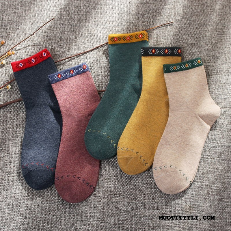 Naisten Sukat Kauppa Pitkä Sukka Vintage Mid Talvi Etninen Sininen