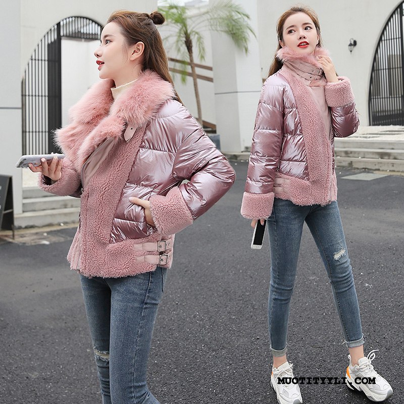 Naisten Untuvatakki Halvat 2019 Suuntaus Pitkät Hihat Talvi Casual Pinkki