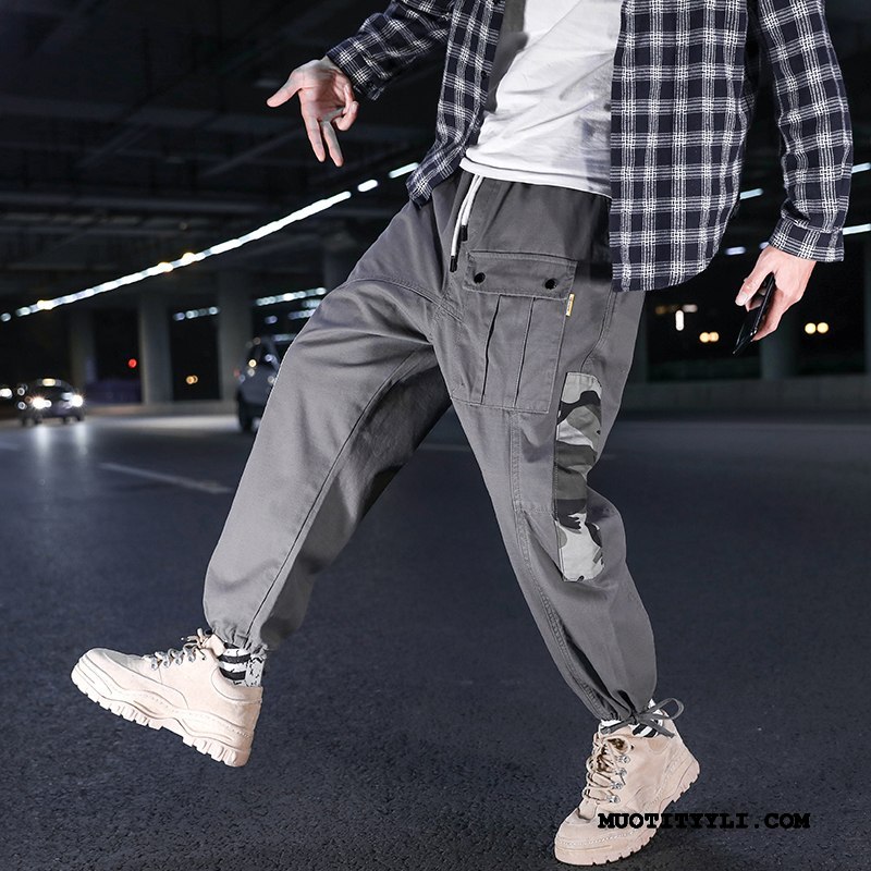 Miesten Cargo Housut Halpa Löysät Liitos Tide-brändi Miehille Casual Housut Harmaa