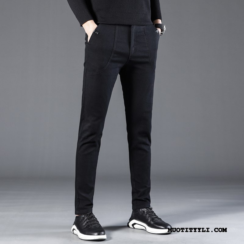Miesten Housut Halvat Miehille Casual Pitkä Plus Cashmere Casual Housut Musta