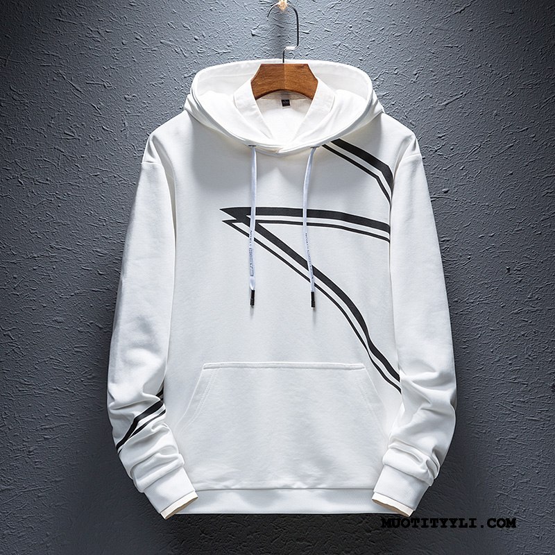 Miesten Huppari Alennus Takki Pullover Kevät Hupullinen Miehille Valkoinen