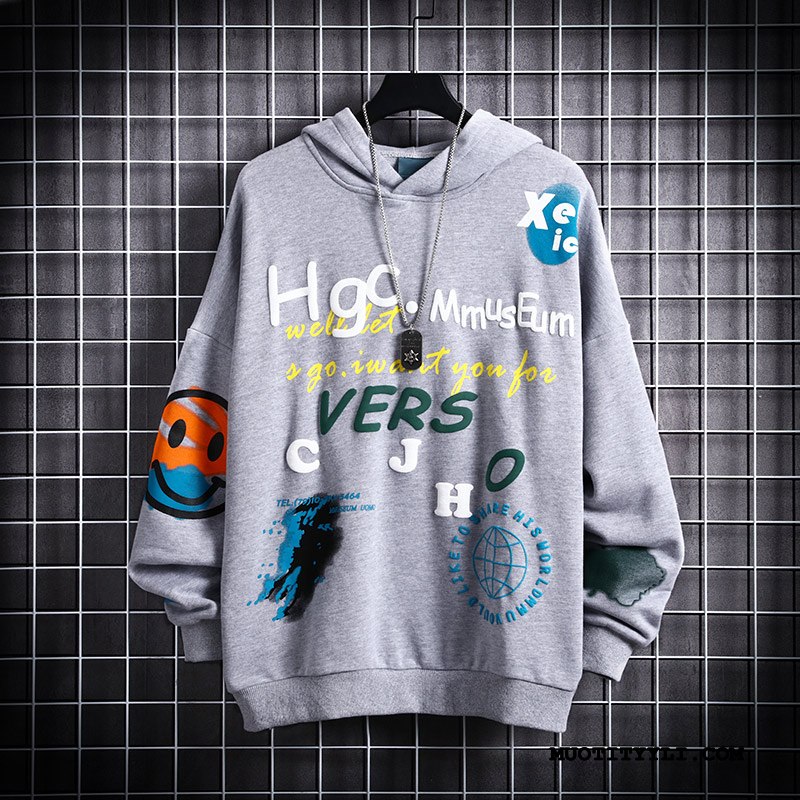 Miesten Huppari Osta Hupullinen Löysät Tide-brändi Pitkät Hihat Casual Harmaa