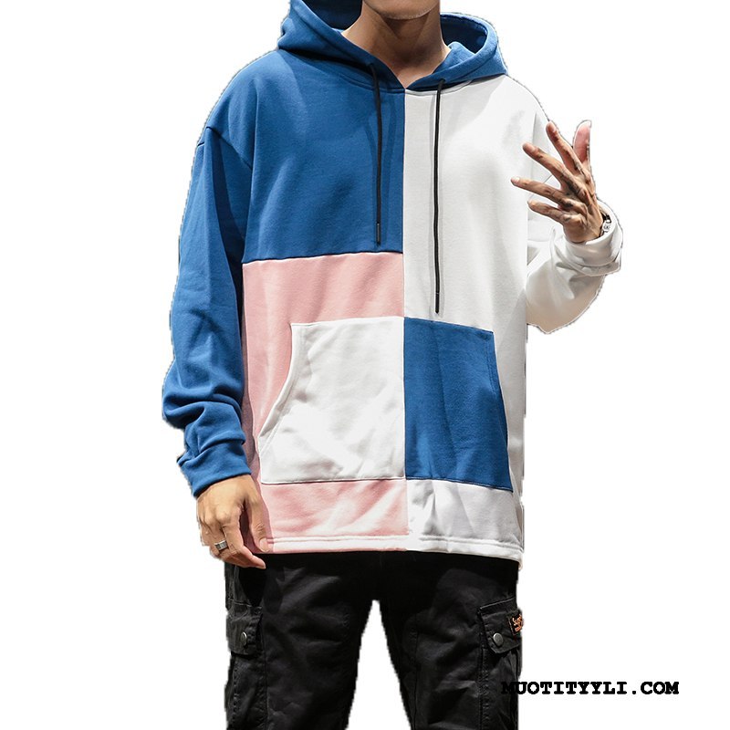 Miesten Huppari Verkossa Pullover Liitos Komea Casual Löysät Sininen