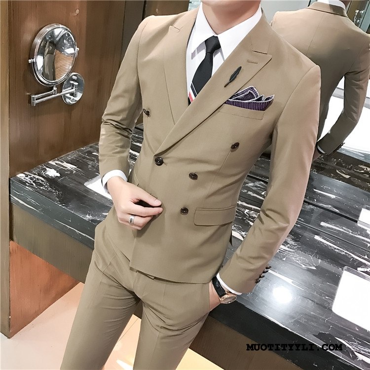 Miesten Puku Verkossa Khaki Opiskelija Muodollinen Nuoret Miehille