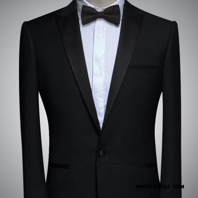 Miesten Rusetti Halvat Puku Miehille Perhonen Nuori Sulhasen Groomsmen Musta Punainen