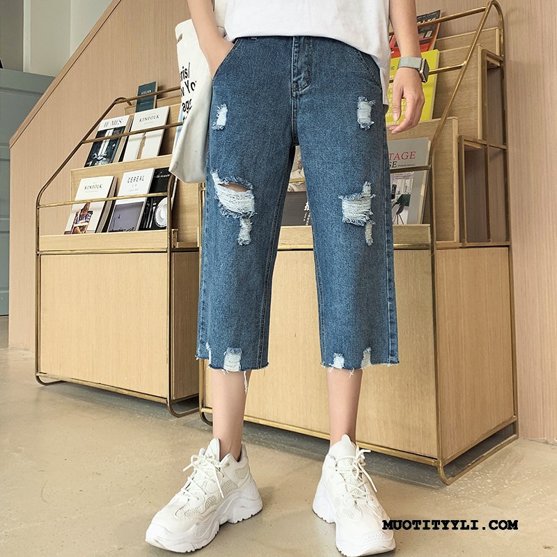 Miesten Shortsit Myynti Casual Denimi Capri Housut Löysät Suuntaus Sininen