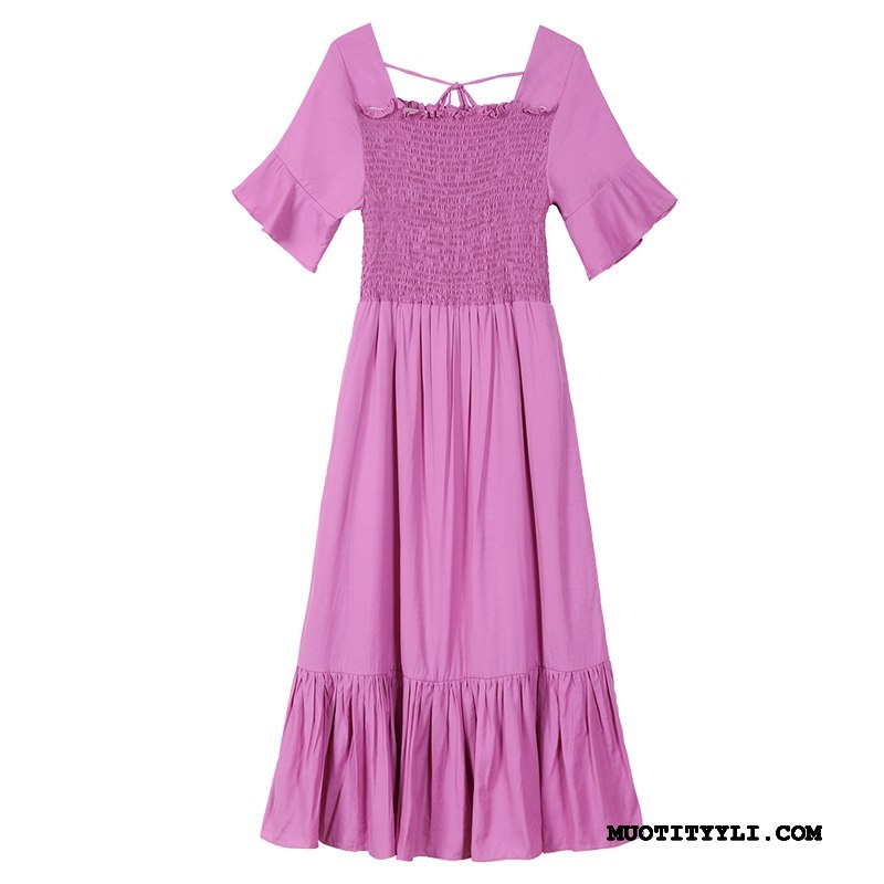Naisten Mekko Kauppa Leninki 2019 Kesä Vintage Naisille Rose Punainen