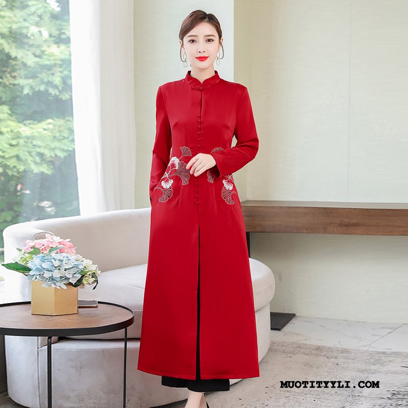 Naisten Trenssi Verkossa Naisille Vintage Cheongsam Taide Kiinalainen Tyyli Punainen